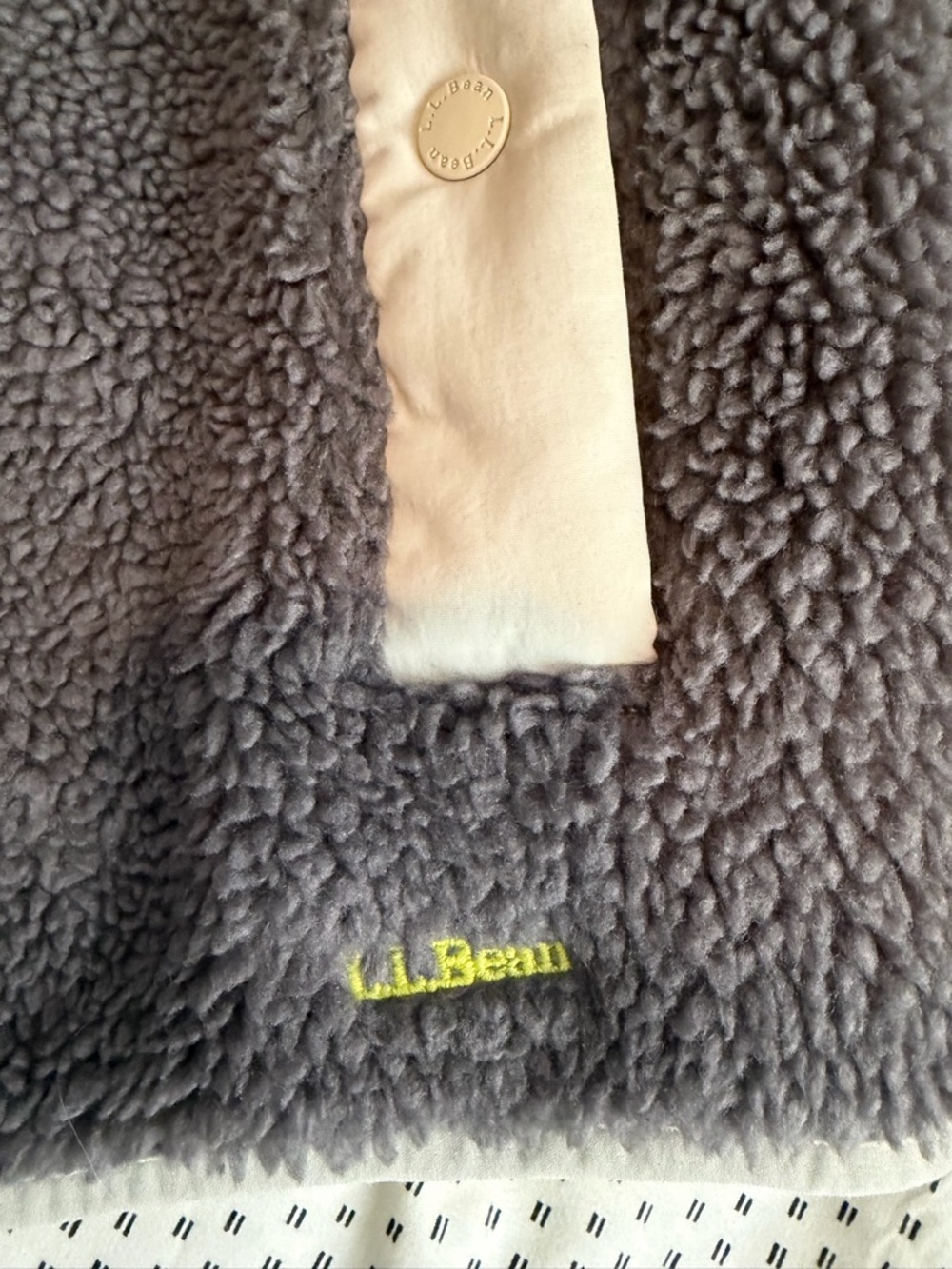 LL Bean Women’s Charcoal Sherpa Jacket with Contrast Trim - Picture 5 of 6